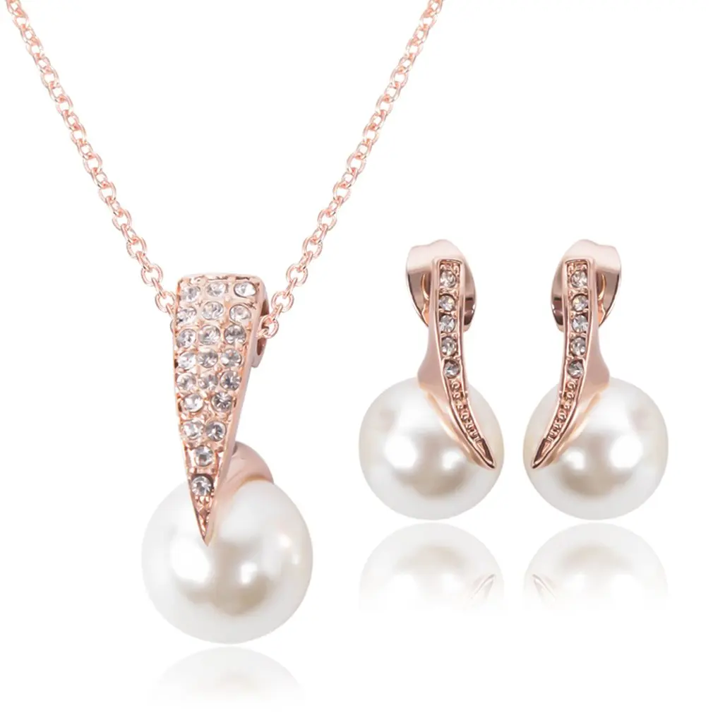 2PCS/SET Elegant Bridal Imitation Pearl Earrings Necklace Jewelry With Rhinestone for Engagement Wedding Jewelry Gift 2018
2PCS/SET Elegant Bridal Imitation Pearl Earrings Necklace Jewelry With Rhinestone for Engagement Wedding Jewelry Gift 2018