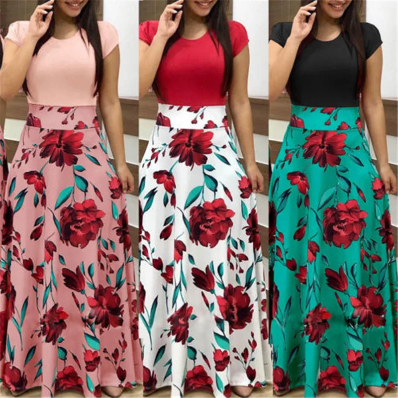 Sexy Women Boho Summer Dresses Casual 2018 Lady Short Sleeve Long Maxi Evening Party Dress Floral Print Patchwork Dress Sundress
Sexy Women Boho Summer Dresses Casual 2018 Lady Short Sleeve Long Maxi Evening Party Dress Floral Print Patchwork Dress Sundress