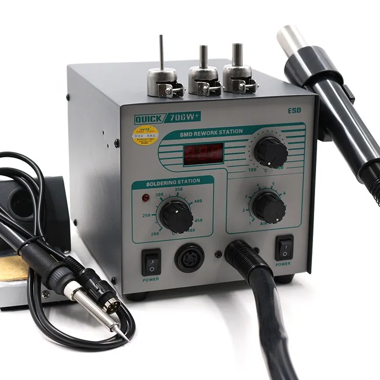 2 In 1 Hot Air Rework Station 580W Hot Air Soldering Station Digital Display + 3 Nozzles QUICK 706W+
2 In 1 Hot Air Rework Station 580W Hot Air Soldering Station Digital Display + 3 Nozzles QUICK 706W+