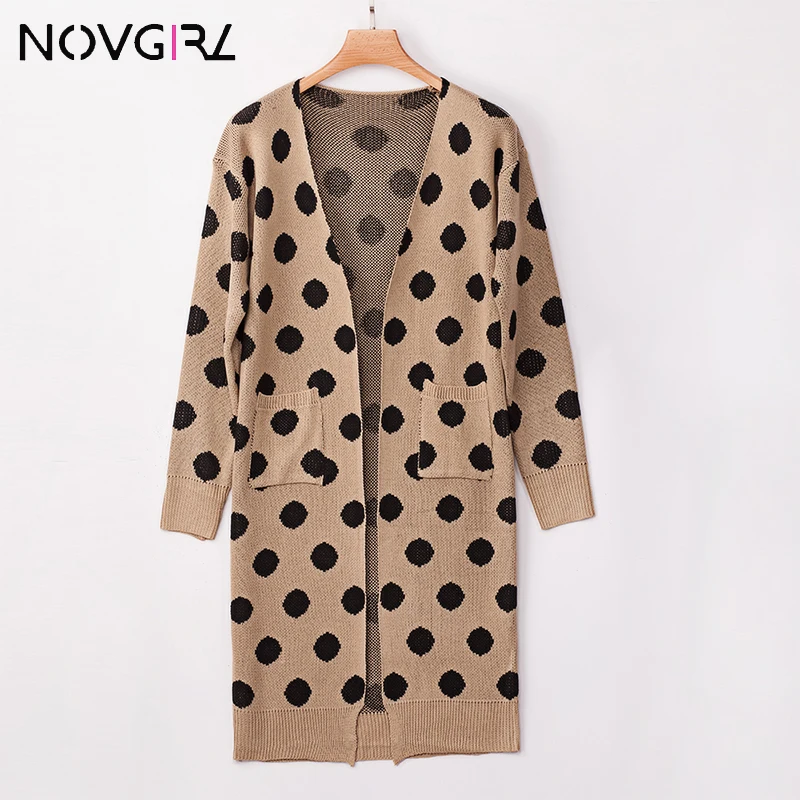 Novgirl Sweet Polka Dot Knitted Long Sweater Coats Women 2019 Autumn Winter Loose Style Pocket Cardigans Tricot Open Stitch
Novgirl Sweet Polka Dot Knitted Long Sweater Coats Women 2019 Autumn Winter Loose Style Pocket Cardigans Tricot Open Stitch