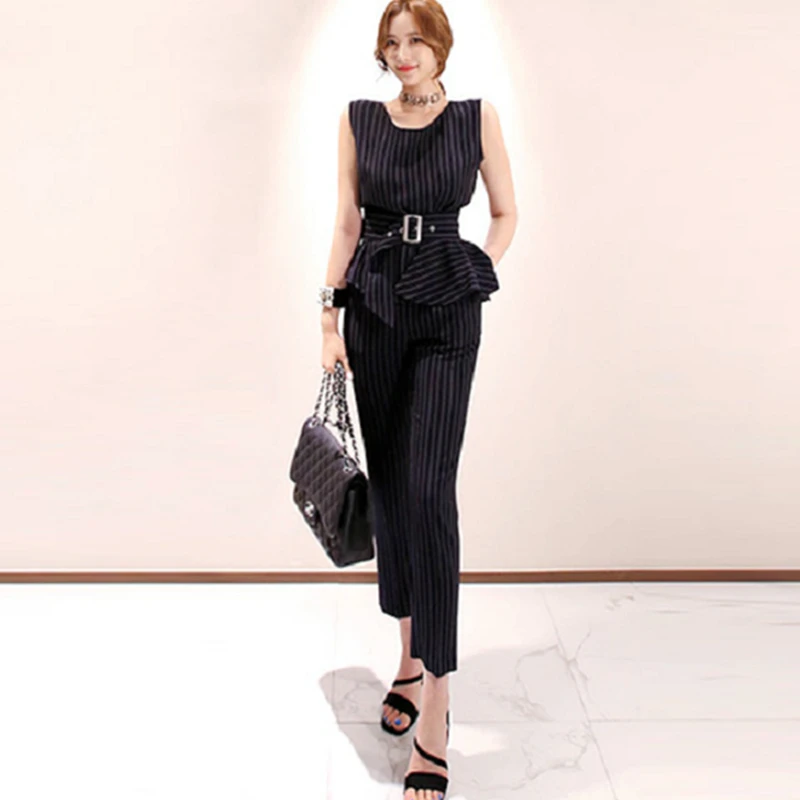 Elegant Striped Women Suits Two Piece Set 2019 Spring Summer Office Ladies Tops and pant suit sets whit belt
Elegant Striped Women Suits Two Piece Set 2019 Spring Summer Office Ladies Tops and pant suit sets whit belt