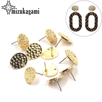 

13*16mm 10pcs/lot Retro Zinc Alloy Gold Ellipse Stud Earrings Base Connector Linker For DIY Earrings Jewelry Making Accessories