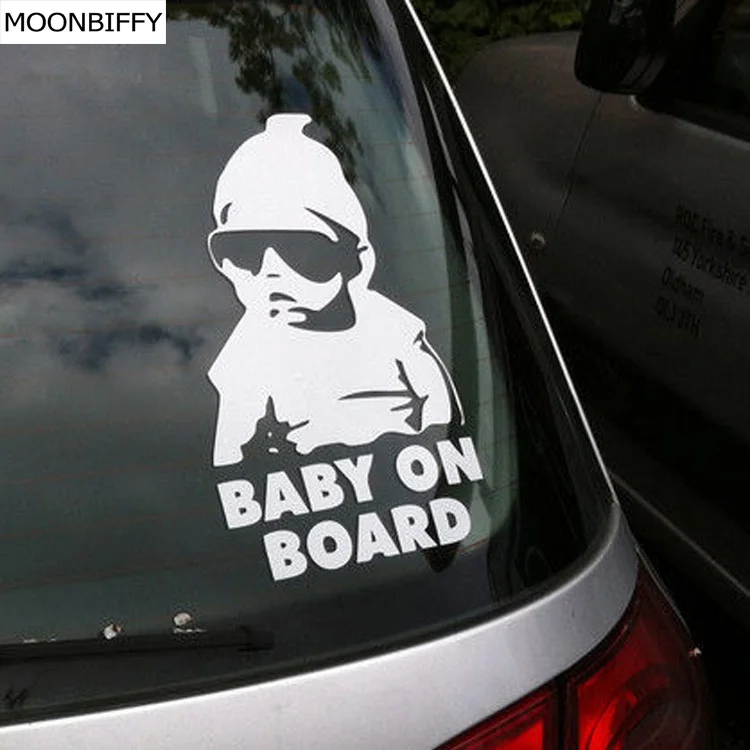 Image Fashion Lovely Baby On Board Warning Decal Reflective Waterproof Car Window Vinyl Stickers Color Black White
