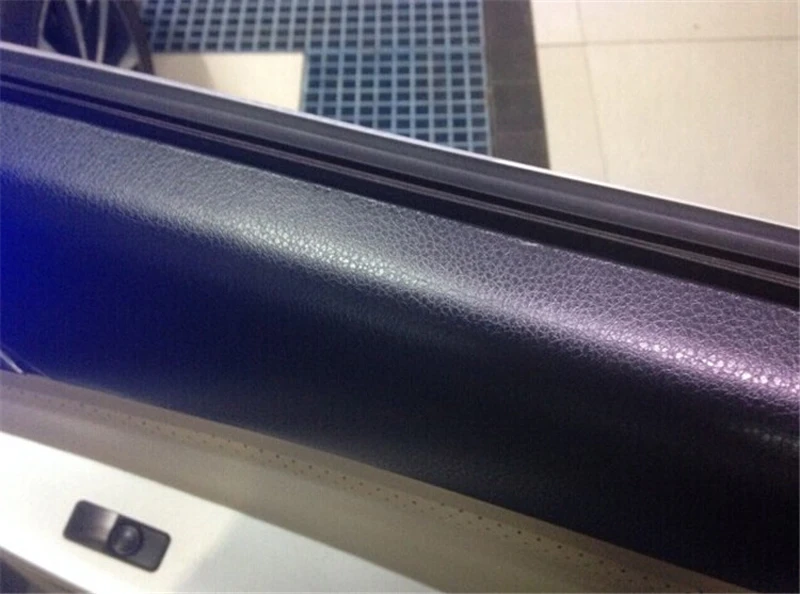 Tanie Premium czarny skórzany wzór klej do PVC folia winylowa naklejki dla Auto Car dekoracji sklep