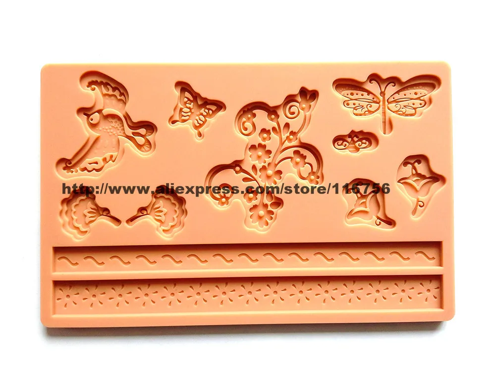 Free shipping Silicone Moulds lace Shape Fondant and Gum Paste Mold Cake Embossing Decoration Mold Bird Butterfly
Free shipping Silicone Moulds lace Shape Fondant and Gum Paste Mold Cake Embossing Decoration Mold Bird Butterfly