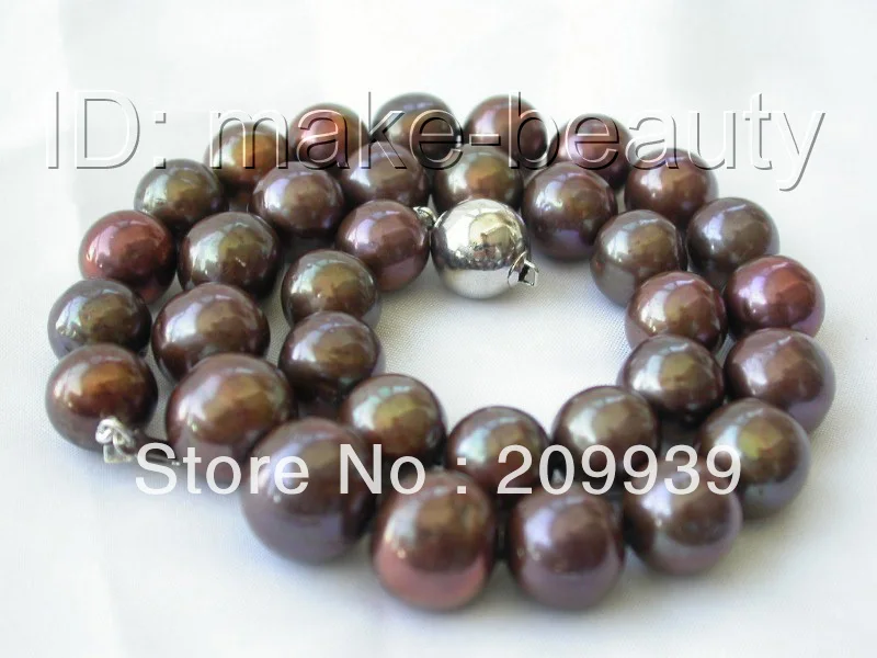 Hot sell Noble- FREE SHIPPING>>>@@ AS1988 stunning big 13mm round Chocolate freshwater cultured pearl necklace
Hot sell Noble- FREE SHIPPING>>>@@ AS1988 stunning big 13mm round Chocolate freshwater cultured pearl necklace