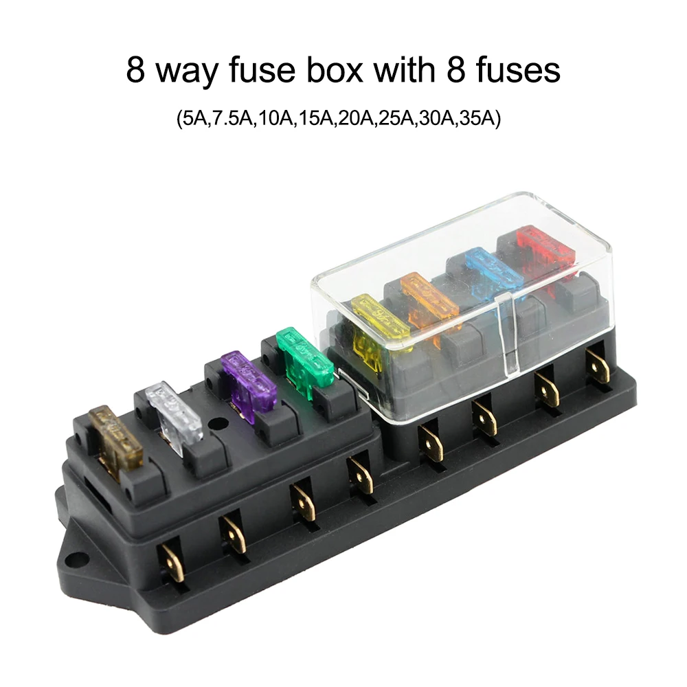4Way/ 6 Way/ 8 Way Fuse Box Holder Fuse Block with 8 Standard Fuses for Car Truck Boat Vehicle 12V/24V/32V
4Way/ 6 Way/ 8 Way Fuse Box Holder Fuse Block with 8 Standard Fuses for Car Truck Boat Vehicle 12V/24V/32V