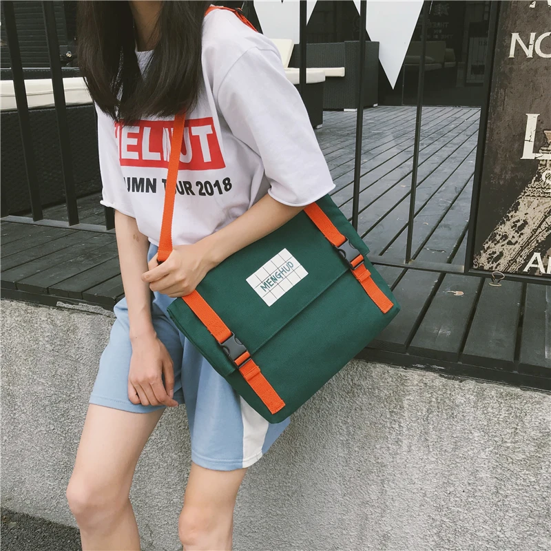 Menghuo Top Quality Women Canvas Backpack Bookbag Female Dual Purpose Shoulder Bag Daily Travel Backpacks Crossbody Bags Mochila (70)