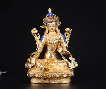 

Pure copper, Tibetan Buddhism, Green Tara statue, bronze sculpture of Buddha, buddhist figure, Bodhisattva Tara figurine~