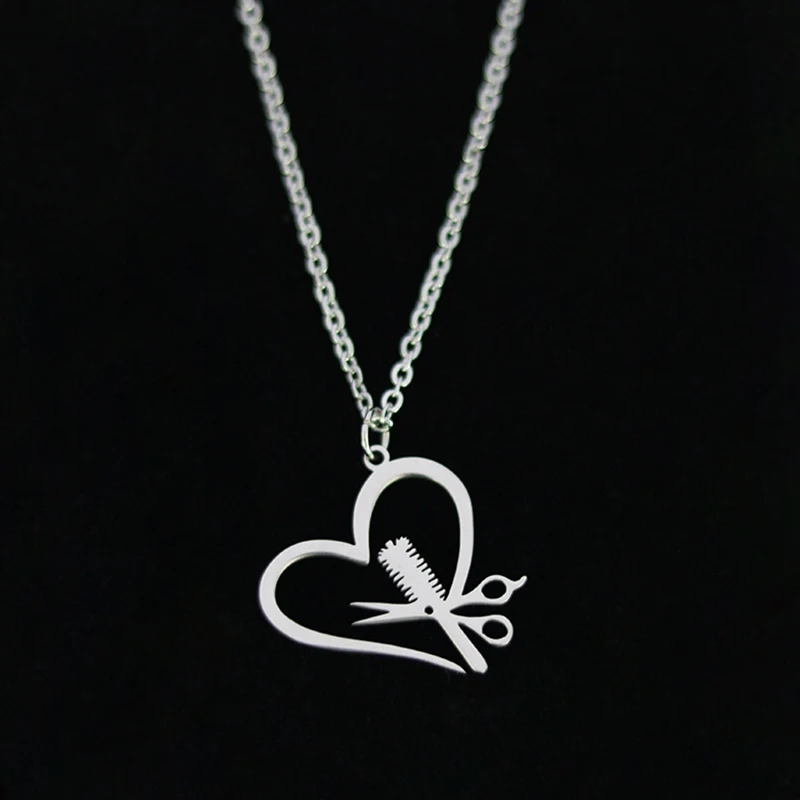 Scissors Comb Pendant Necklace Heart-shaped Stainless Steel Silver Gold Lover Link Chain For Women Gift Charm Fashion Jewelry
Scissors Comb Pendant Necklace Heart-shaped Stainless Steel Silver Gold Lover Link Chain For Women Gift Charm Fashion Jewelry