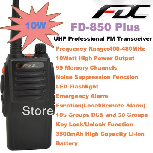 2013 February New Arrival FD-850 Plus 10Watt UHF 400-470MHz Professional FM Transceiver
2013 February New Arrival FD-850 Plus 10Watt UHF 400-470MHz Professional FM Transceiver