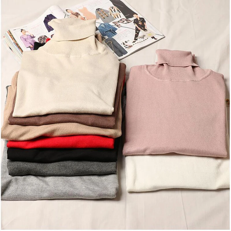 Shikoroleva Sweater Women Turtle Neck Casual Slim Knitted Pullover Sweaters Pull Homme XL L M S Female Pink Brown Red Beige | Женская