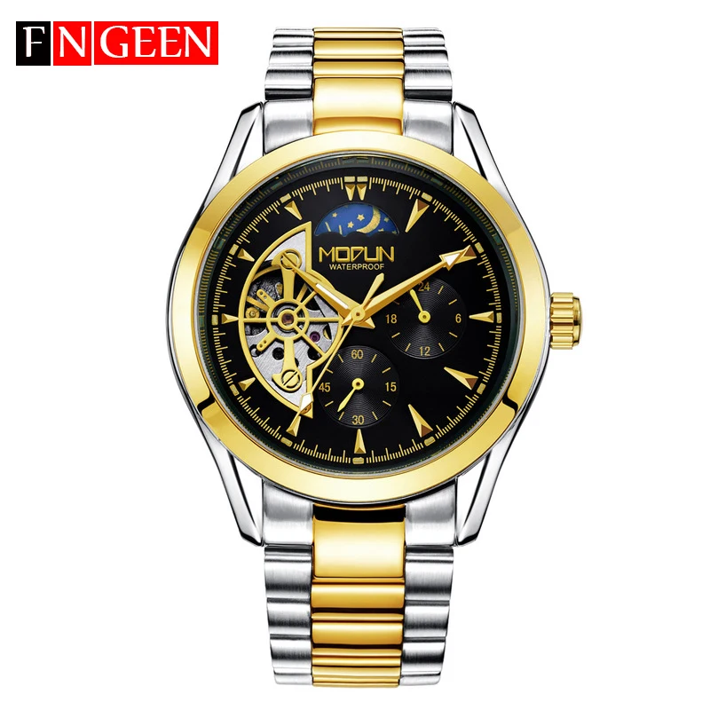 FNGEEN Black&Gold Automatic Mechanical Watch Casual Top Brand Luxury Mens Watches Stainless Steel Business Fashion WristWatch
FNGEEN Black&Gold Automatic Mechanical Watch Casual Top Brand Luxury Mens Watches Stainless Steel Business Fashion WristWatch