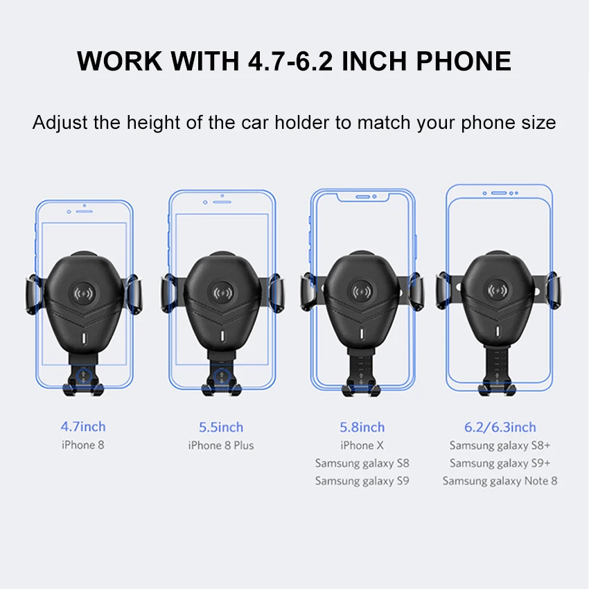 Aimitek Qi 10W Fast Wireless Charger Car Phone Holder-6