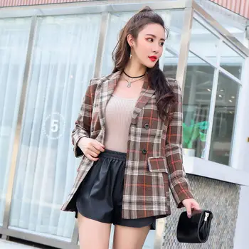 Women Vintage Plaid blazer double breasted long sleeve office wear coat jacket Plaid female casual suits outerwear tops Feminino
Women Vintage Plaid blazer double breasted long sleeve office wear coat jacket Plaid female casual suits outerwear tops Feminino