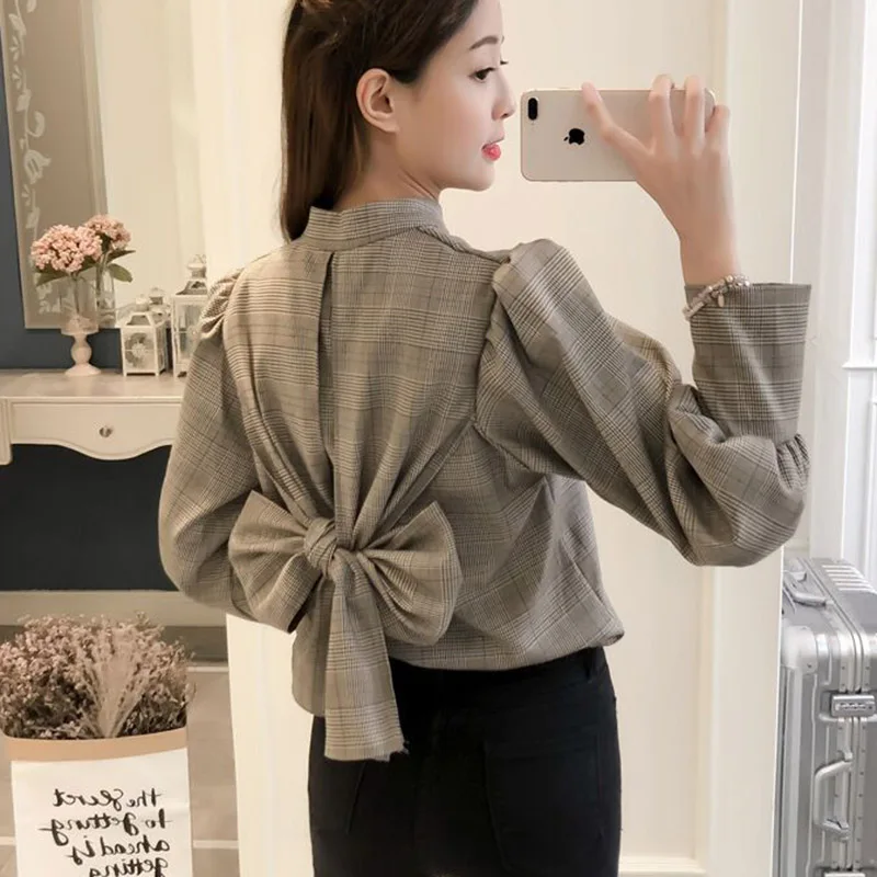 Korean Lantern Long Sleeve Plaid Shirt Women Tops Autumn Fashion Retro Loose Female Blouses Bow Casual Mujeres Camisa 2018 New
Korean Lantern Long Sleeve Plaid Shirt Women Tops Autumn Fashion Retro Loose Female Blouses Bow Casual Mujeres Camisa 2018 New