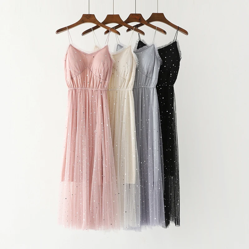 2019 New Summer Elegant V-Neck Sequined Mesh Dress Women High Waist Spaghetti Strap Party Dresses Slim Sleeveless vestidos Mw676
2019 New Summer Elegant V-Neck Sequined Mesh Dress Women High Waist Spaghetti Strap Party Dresses Slim Sleeveless vestidos Mw676