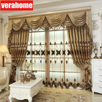 European luxury chenille Burnt brown cloth curtains screening sheer tulle for bedroom living room windows pelmet valance
European luxury chenille Burnt brown cloth curtains screening sheer tulle for bedroom living room windows pelmet valance