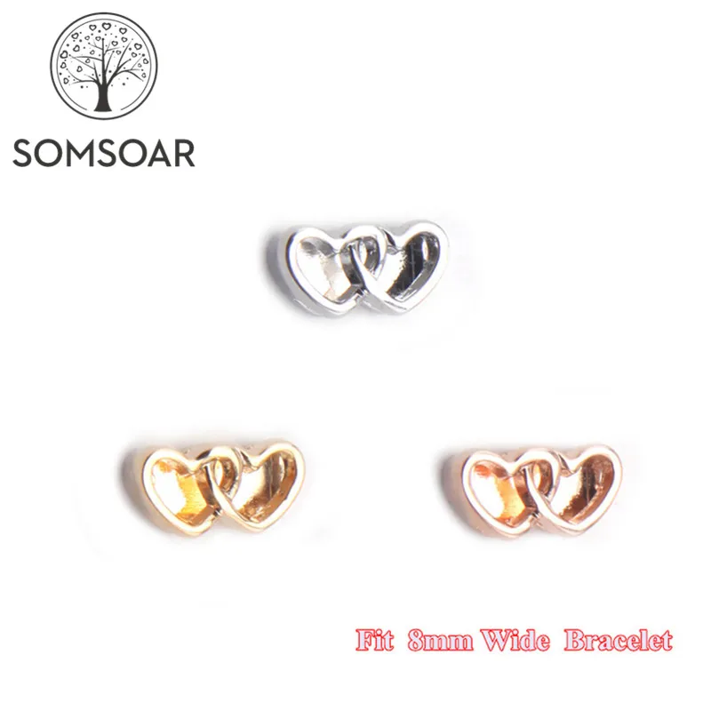 Somsoar Jewelry Double Heart Slide Charms fit 8mm Wide Leather Wrap Bracelet Wristband for child Toddler/Women 10pcs/lot
Somsoar Jewelry Double Heart Slide Charms fit 8mm Wide Leather Wrap Bracelet Wristband for child Toddler/Women 10pcs/lot