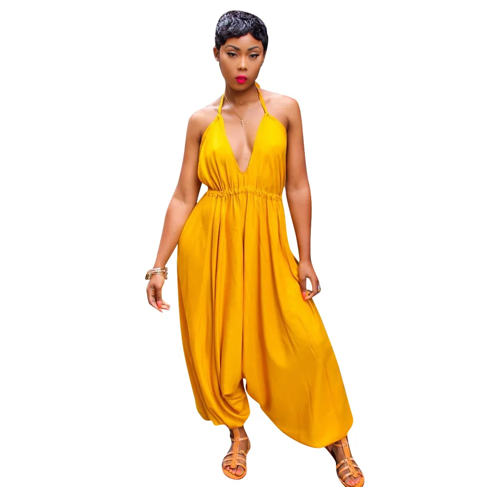 Loose Baggy Halter Backless Jumpsuit 