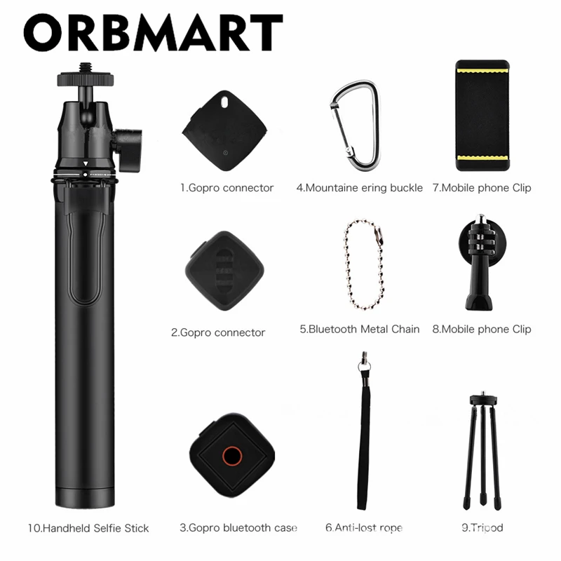 ORBMART Flexible Handheld Selfie Stick Kit For Action Sport Camera Cellphone Digital Camera with Bluetooth Control Clip Tripod
ORBMART Flexible Handheld Selfie Stick Kit For Action Sport Camera Cellphone Digital Camera with Bluetooth Control Clip Tripod