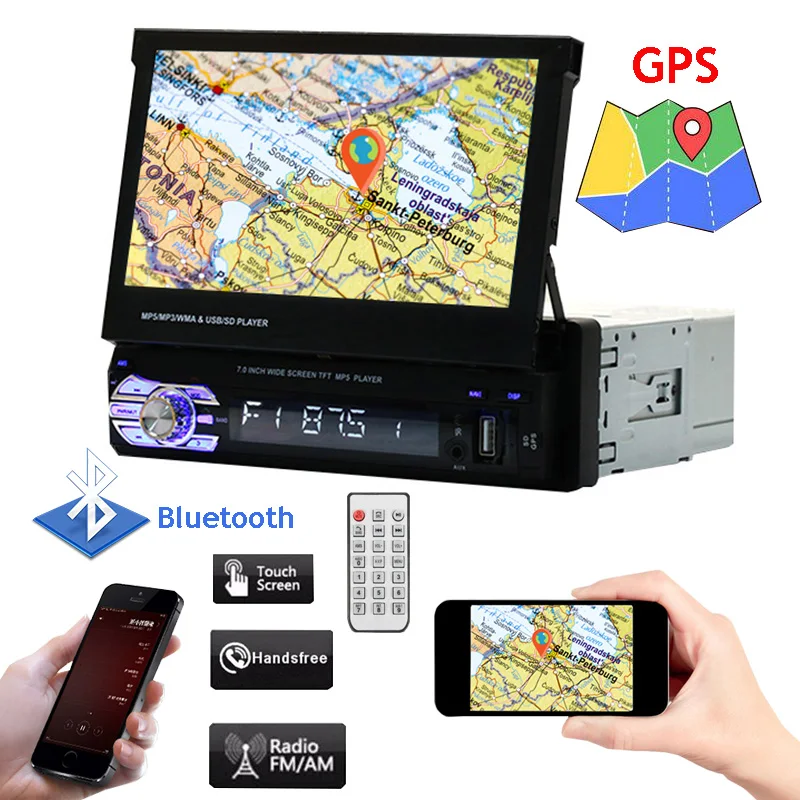 Retractable 1 Din Car Radio with gps and screen touch Multimedia Car Player 7" Auto Radio Stereo FM Bluetooth MP5 Audio Player
Retractable 1 Din Car Radio with gps and screen touch Multimedia Car Player 7" Auto Radio Stereo FM Bluetooth MP5 Audio Player