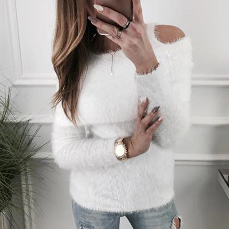 Elegant Sweater Autumn Winter Off The Shoulder Shawl Plush Sweater Female O-Neck SlimTops Women Fashion Pullovers
Elegant Sweater Autumn Winter Off The Shoulder Shawl Plush Sweater Female O-Neck SlimTops Women Fashion Pullovers