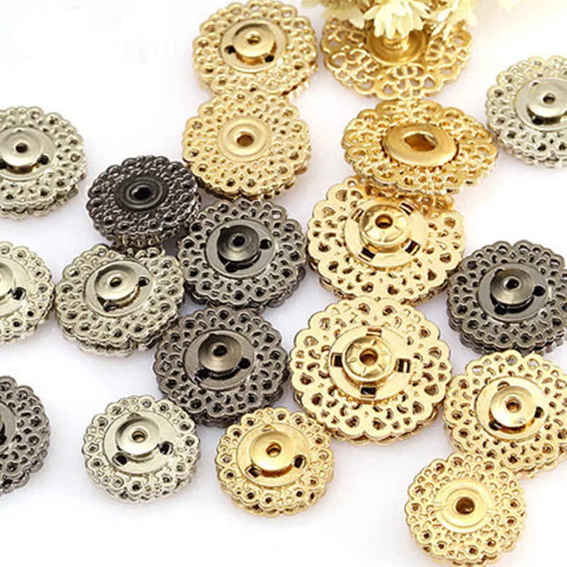 Metal Snap Button 15mm 18mm 21mm Clasp buttons Hollow flower Invisible Coat Buttons Fashion Suit buckle Black Gold Silver 5pairs
Metal Snap Button 15mm 18mm 21mm Clasp buttons Hollow flower Invisible Coat Buttons Fashion Suit buckle Black Gold Silver 5pairs