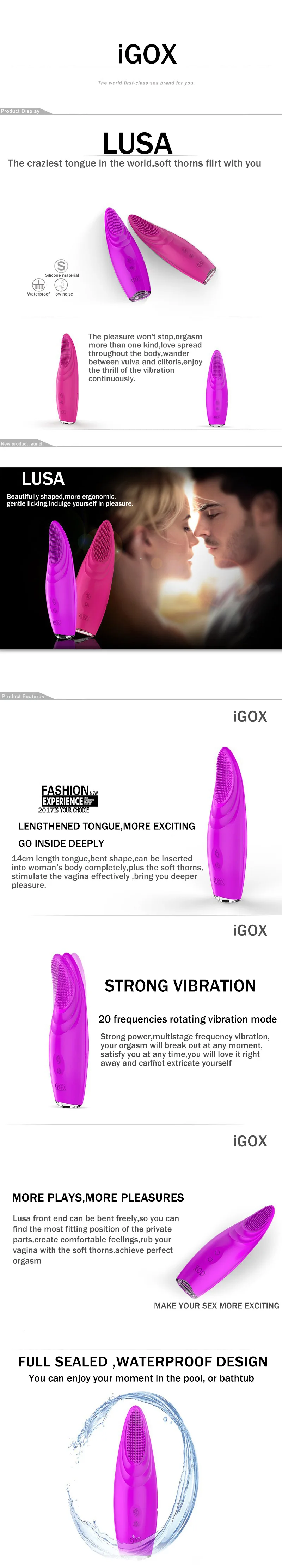 IGOX DORA Function Rotation Silicone Waterproof Rechargeable G-Spot Tongue Vibrator, Women Sex Toys Adult Sex Products 4 IGOX DORA Function Rotation Silicone Waterproof Rechargeable G-Spot Tongue Vibrator, Women Sex Toys Adult Sex Products 4