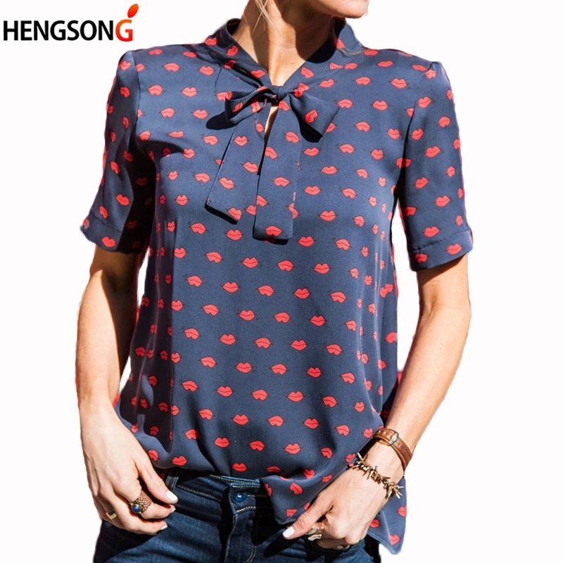 Red Lips Printed Shirt 2019 New Fashion Women Chiffon Blouse Casual Lace Up Bow Shirt Women Blouses Short Sleeve Summer Tops
Red Lips Printed Shirt 2019 New Fashion Women Chiffon Blouse Casual Lace Up Bow Shirt Women Blouses Short Sleeve Summer Tops