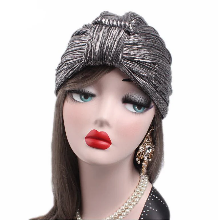 2017 New Women Luxury Turban Hat Metallic Shinny Ruffle Turban Head Wrap Fashion Beanies India Caps
2017 New Women Luxury Turban Hat Metallic Shinny Ruffle Turban Head Wrap Fashion Beanies India Caps