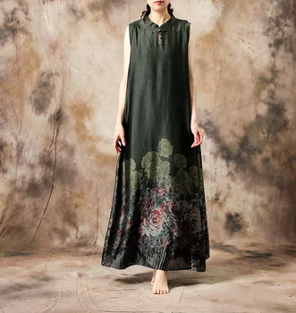 2019 Spring and Summer Original Vintage Vest Dress Personalized Print Green Black Outside New
2019 Spring and Summer Original Vintage Vest Dress Personalized Print Green Black Outside New