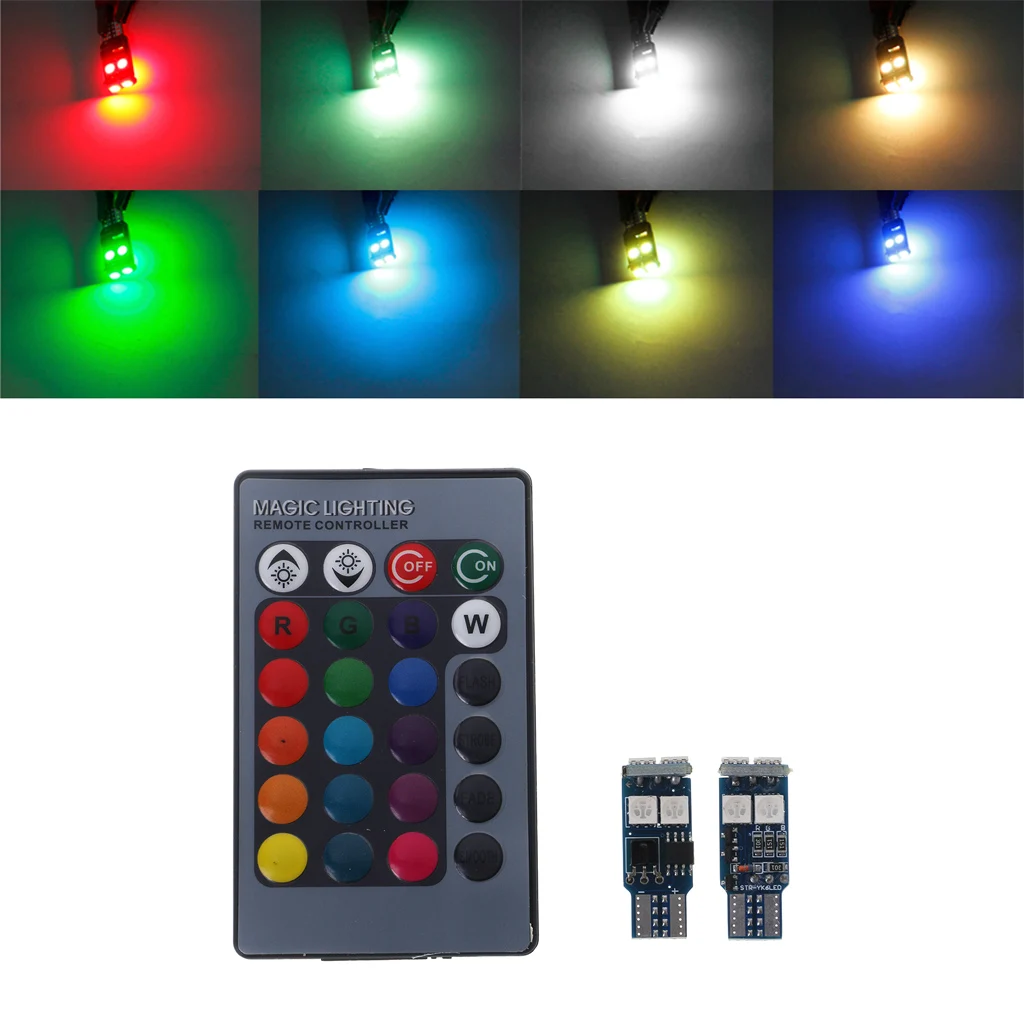 Super Brightness 2x T10 RGB LED Car Wedge Reading Lamp Auto Interior Lights Remote Control
Super Brightness 2x T10 RGB LED Car Wedge Reading Lamp Auto Interior Lights Remote Control