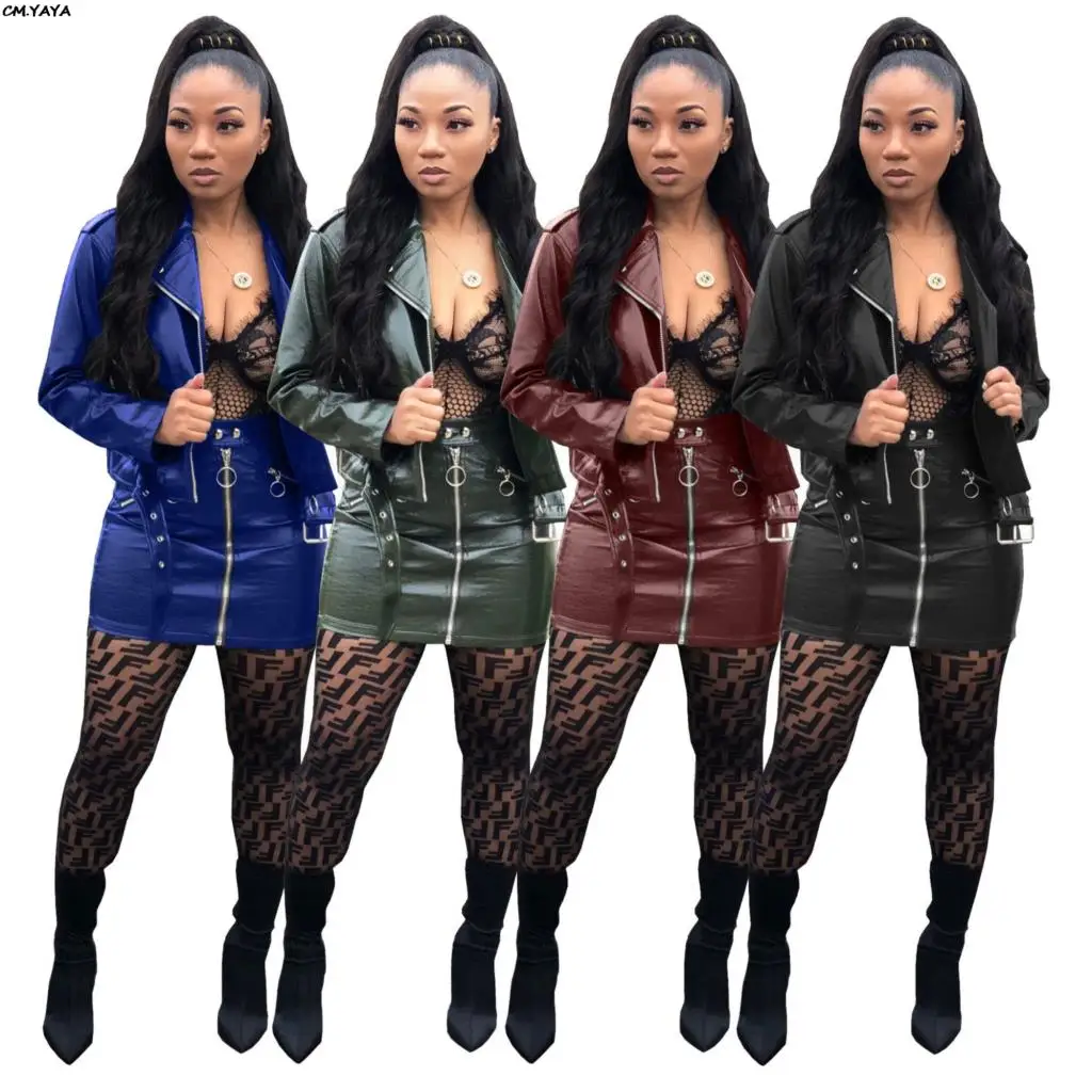 Women new Mote biker faux leather PU zip up Long sleeve mini midi skirts two pieces sets tracksuit outfits S-2XL GLSMR9108
Women new Mote biker faux leather PU zip up Long sleeve mini midi skirts two pieces sets tracksuit outfits S-2XL GLSMR9108