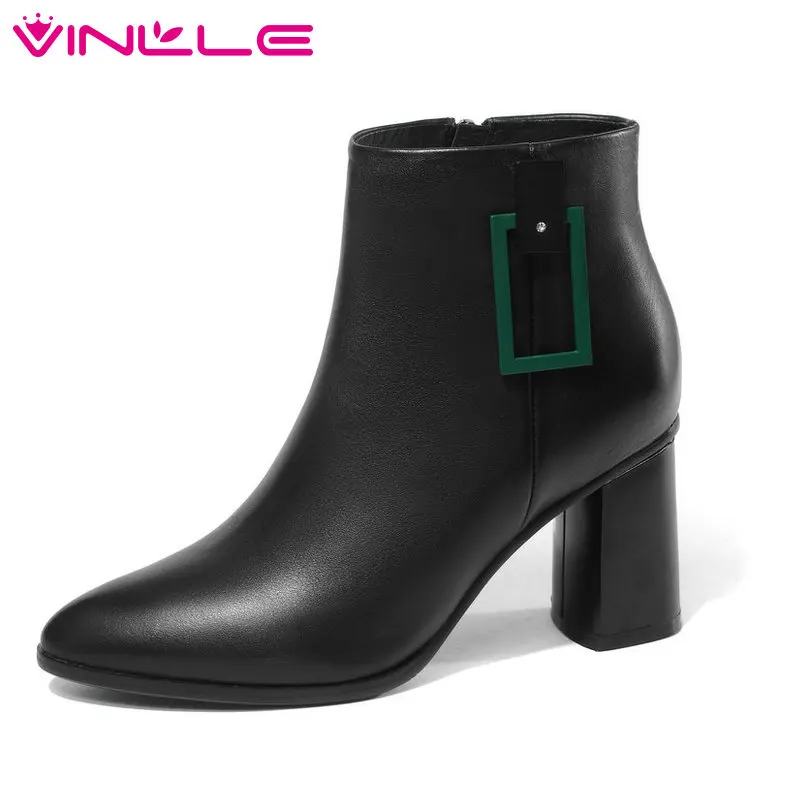 VINLLE 2019 Women Ankle Boots Fashion Cow Leather +PU Square High Heel Winter Shoes Platform Shoes Women Boots Big Size 34-43
VINLLE 2019 Women Ankle Boots Fashion Cow Leather +PU Square High Heel Winter Shoes Platform Shoes Women Boots Big Size 34-43