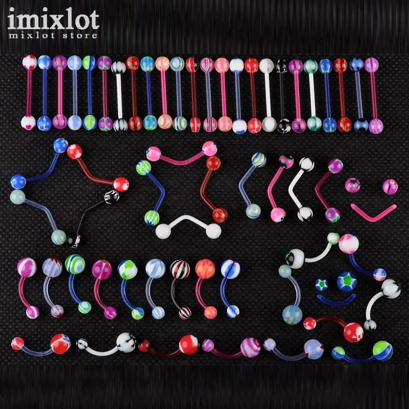 Imixlot 5 шт./партия УФ Гибкая губа в язык бровь шарик для пупка Кольца носа Nostril Ушная