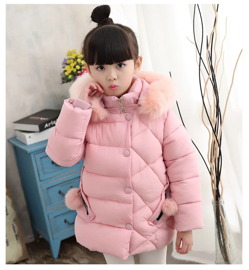 winter down jacket for girls thick cotton warm fur collar jacket children outwears for girls clothes kids coat (8)