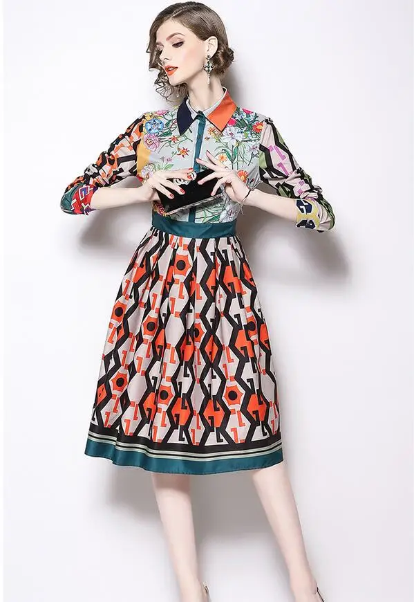 High Quality 2018 Autumn New Arrival Leisure Western Style Turn-down Collar Flower Printed Long Sleeve Woman Long Dress
High Quality 2018 Autumn New Arrival Leisure Western Style Turn-down Collar Flower Printed Long Sleeve Woman Long Dress