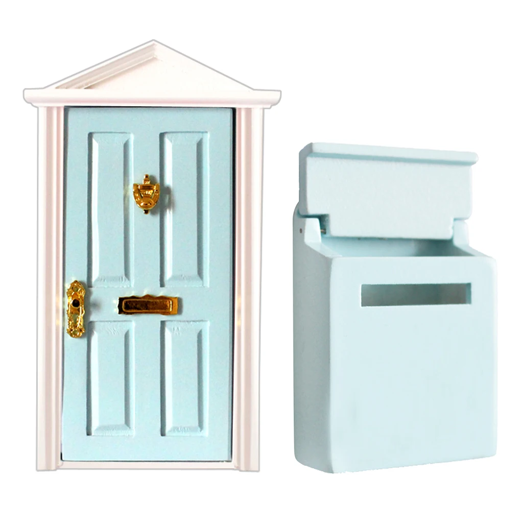 1:12 DollHouse Miniature Blue Wooden Mailbox Steepletop Door With Hardware Dolls House Miniature Door 1:12 DollHouse Miniature Blue Wooden Mailbox Steepletop Door With Hardware Dolls House Miniature Door