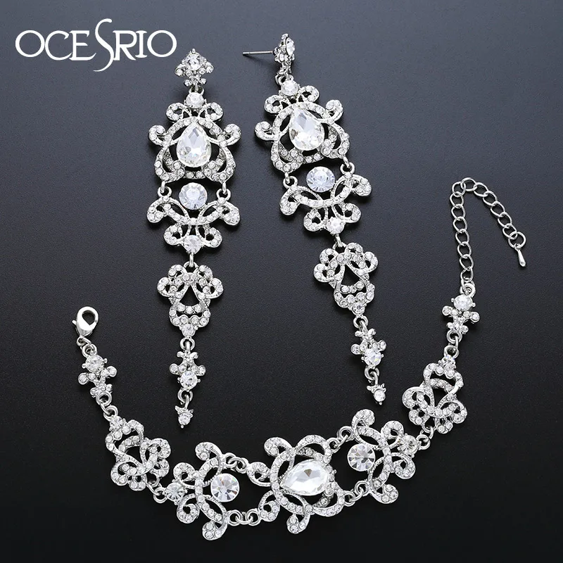 OCESRIO Top Luxury Jewelry sets Silver Zircon Big Long Earrings hanging Bracelets for women Wedding sets of jewelry brt-a52
OCESRIO Top Luxury Jewelry sets Silver Zircon Big Long Earrings hanging Bracelets for women Wedding sets of jewelry brt-a52
