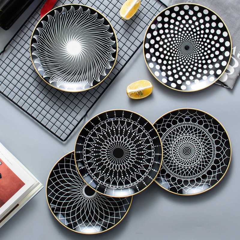8inch Creative Geometric Patterns Nordic Spaghetti Round Fruit Plate Cake Dish Western Steak Plate
8inch Creative Geometric Patterns Nordic Spaghetti Round Fruit Plate Cake Dish Western Steak Plate