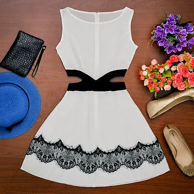 New Sexy Women Clothing Party Sleeveless O-neck Dress Lace Hollow Out Fashion Mini Dresses black white Vestido
New Sexy Women Clothing Party Sleeveless O-neck Dress Lace Hollow Out Fashion Mini Dresses black white Vestido