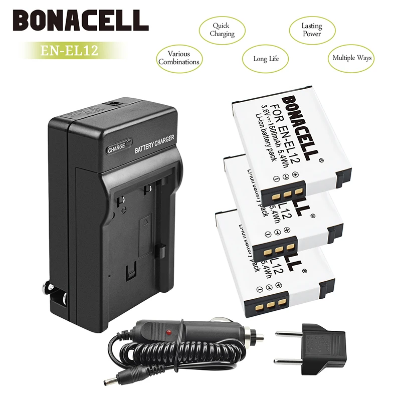 Зарядное устройство bonacell EN EL12 EN-EL12 для Nikon Coolpix S9900 S9700 S9100 S8000 AW120 AW130 S6000 S6100 S6300 S9050 |
