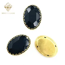 חדש שחור סגלגל זכוכית קריסטל לתפור על rhinestones זהב תחתון ייסי צורת טפרי 6X8/8X10 /10X14/13x18mm Diy בגדי אביזרים(China)