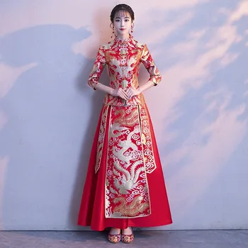 Royal Classic Red Women Phoenix Cheongsam Traditional Qipao Suit Satin Noble Bride Wedding Dress Tosat Clothing Marriage Gift
Royal Classic Red Women Phoenix Cheongsam Traditional Qipao Suit Satin Noble Bride Wedding Dress Tosat Clothing Marriage Gift