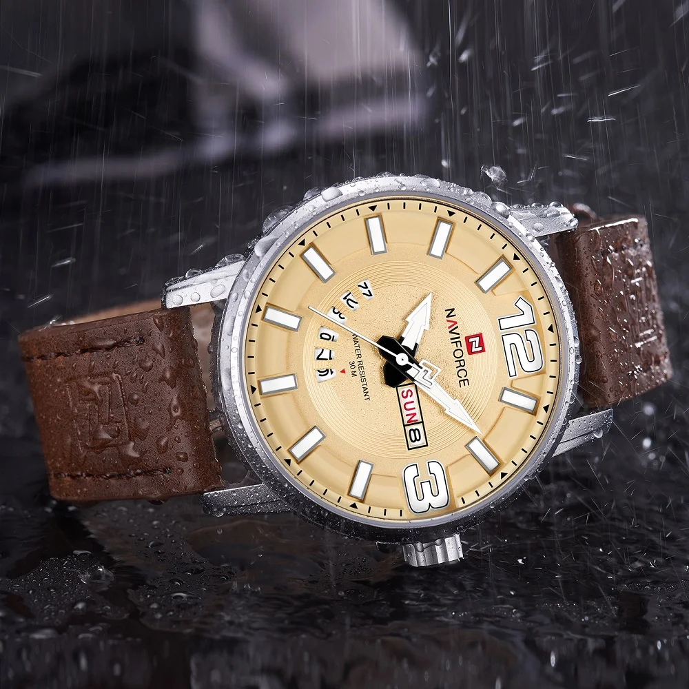 NAVIFORCE Casual Watch Waterproof Quartz Clock Men Genuine Leather Strap Calendar Fashion Dress Mens Watches Top Brand Luxury
NAVIFORCE Casual Watch Waterproof Quartz Clock Men Genuine Leather Strap Calendar Fashion Dress Mens Watches Top Brand Luxury