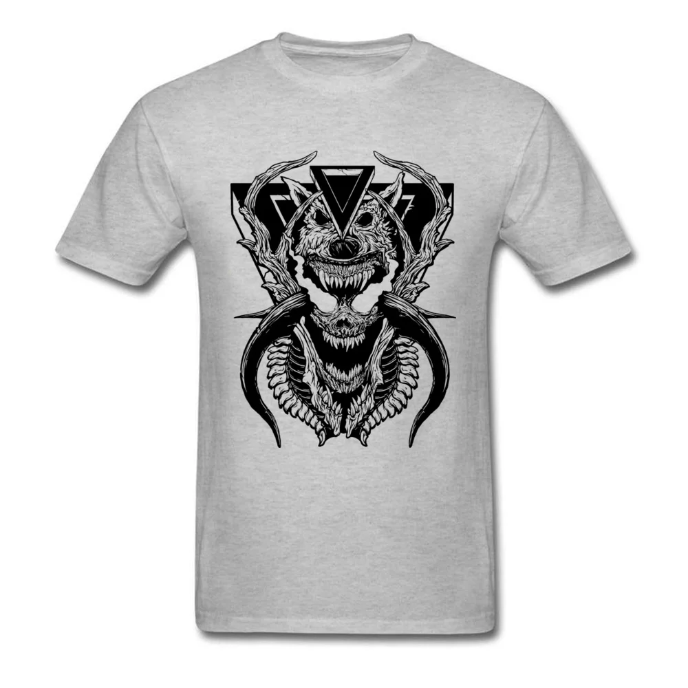 Demon Wolf Funny Labor Day 100% Cotton O Neck Man Tees Casual Clothing Shirt Prevailing Short Sleeve T-shirts Drop Shipping Demon Wolf grey