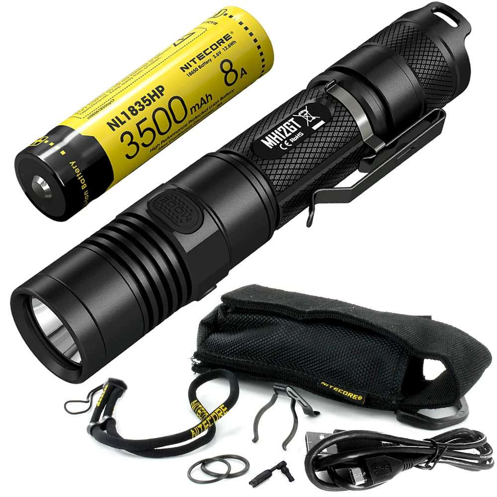 Лидер продаж NITECORE 1000LM MH12GT + 18650 аккумулятор USB Перезаряжаемый фонарик для поиска