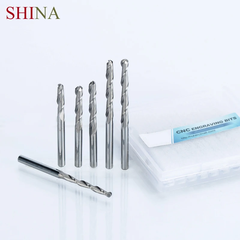 SHINA 5pc/lot 3.175mm 2 Flute Spiral Ball Nose End Mill CNC Router Bits For Wood Tungsten Carbide Milling Route Tool 2x12mm | Инструменты