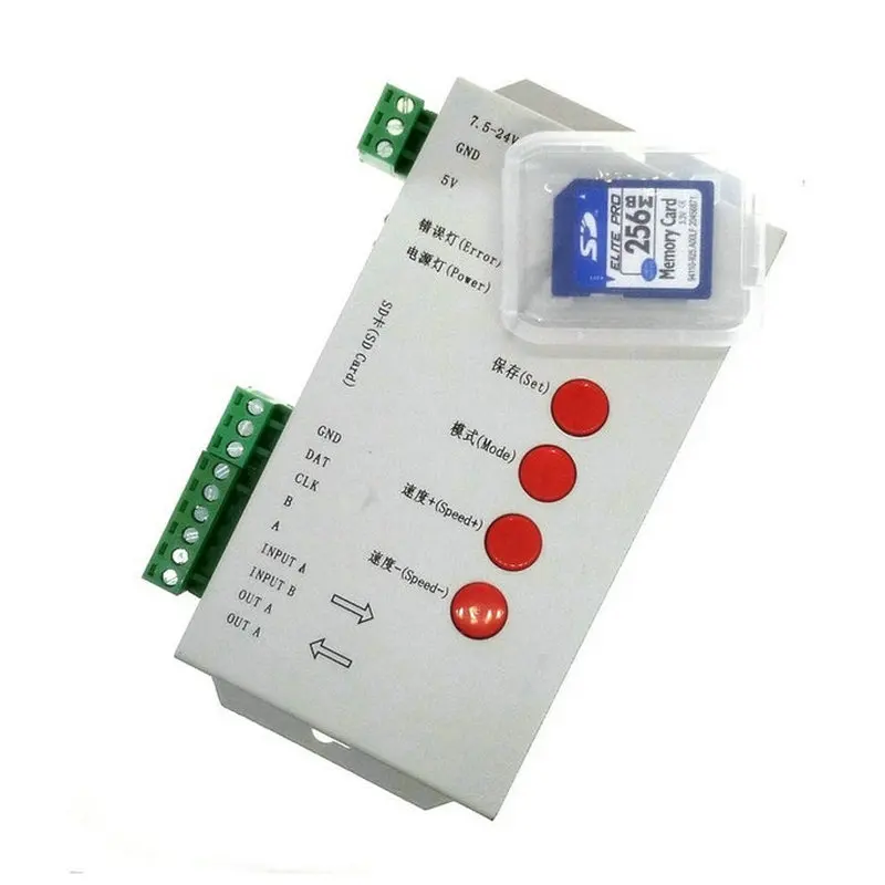 New T-1000S SD Card LED Controller Pixel Led Control Pixel Controller Support DMX512 ws2811 RGB Controller